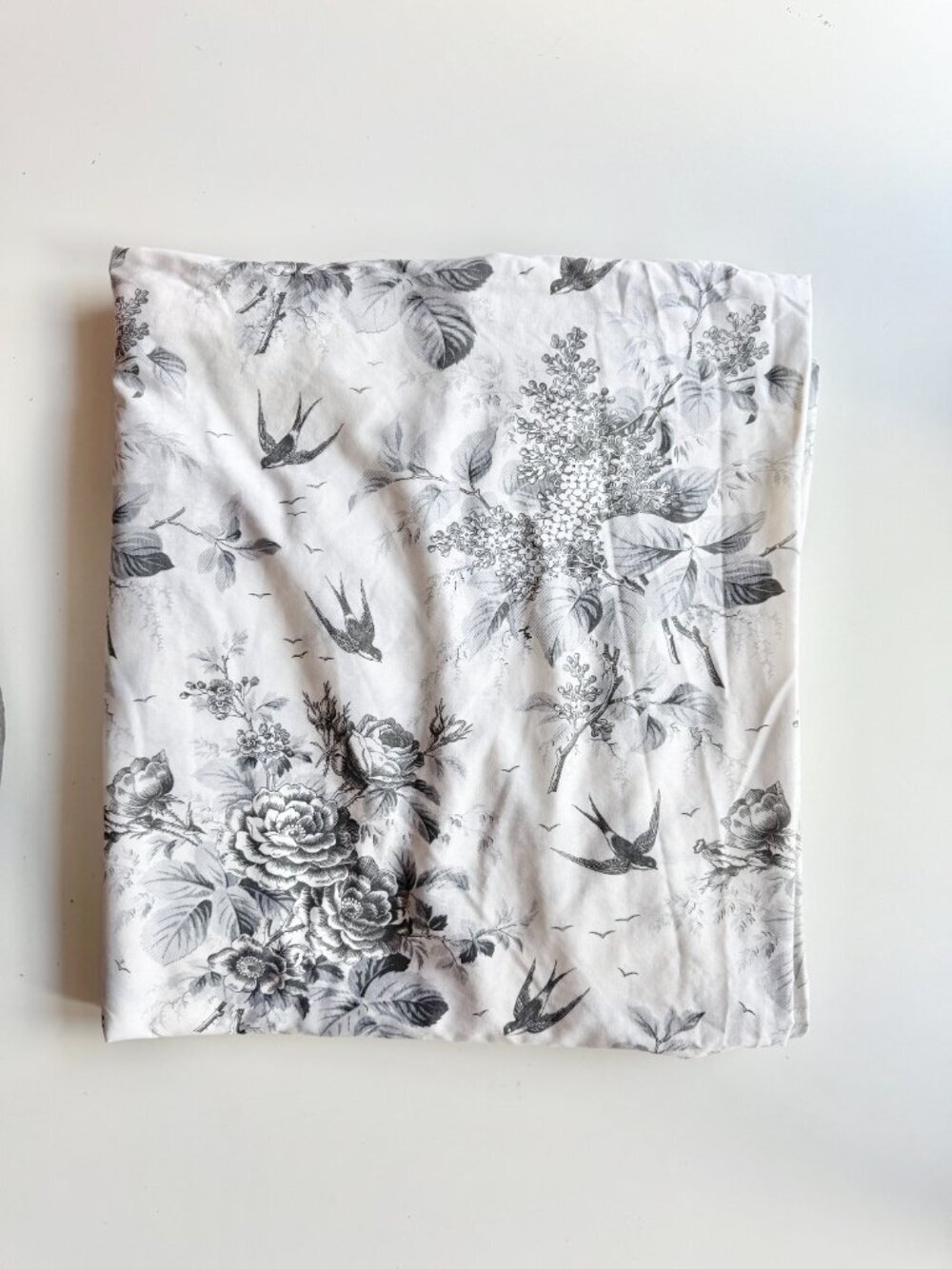 Vintage SPRINGMAID White Grey Toile de Jouy Polycotton Muslin Double Duvet Cover